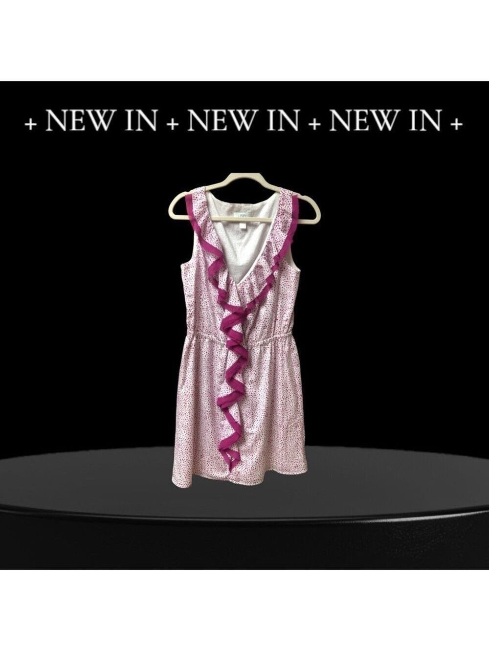 Pink and White Ruffled Dress by LOFT